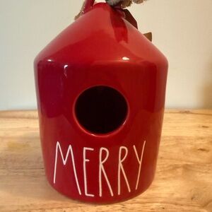 Rae Dunn Festive Red 'Merry' Birdhouse